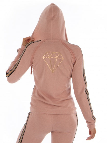 vest met capuchon dames roze maat M