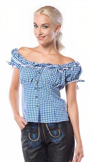 blouse Liesl dames polyester blauw/wit mt L