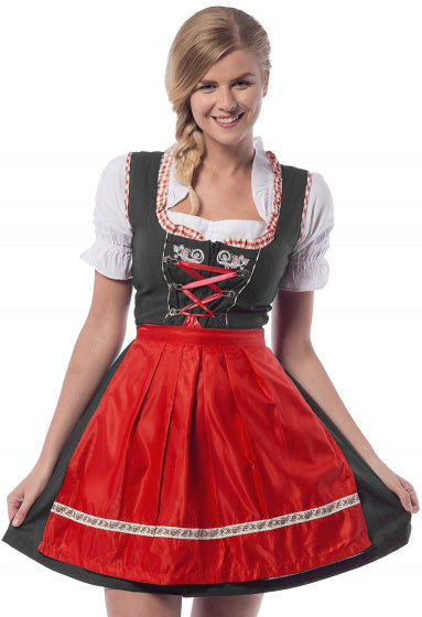 dirndl Laura dames polyester zwart/rood maat L