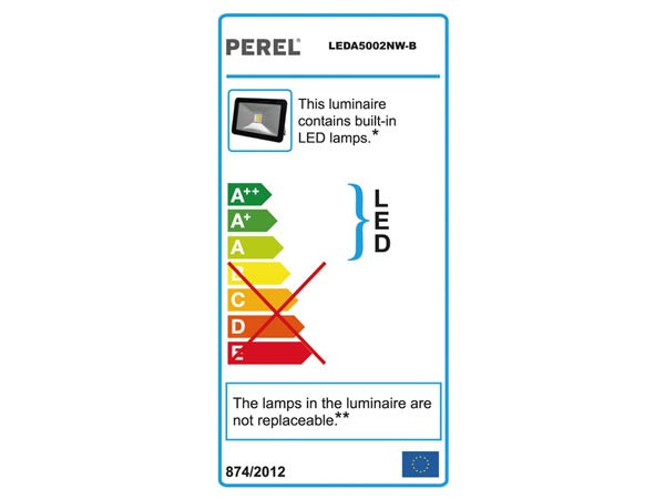 Perel Schijnwerper Design Led 20 W 3000K 18 x 12,6 cm zwart/wit