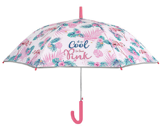 paraplu Flamingo meisjes 85 cm microfiber roze
