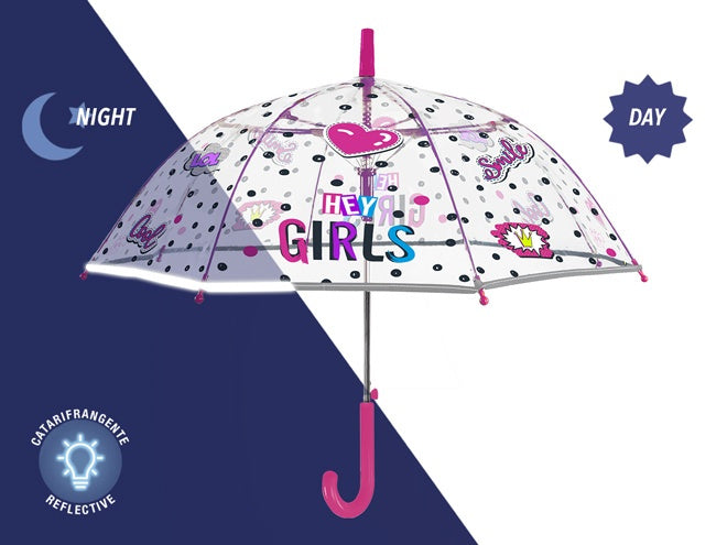 paraplu Hey Girls 74 cm microfiber transparant