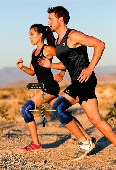 kniebandage Compression unisex blauw per set maat XL