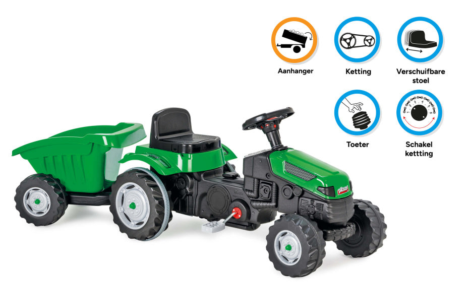 Amigo Active traptractor met aanhanger groen/zwart
