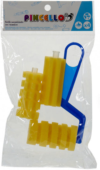 patroonroller foam blauw/geel 4-delig