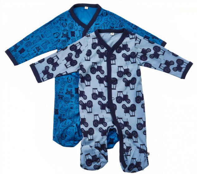 slaaprompers jongens katoen navy/blauw 2 stuks maat 86