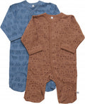 slaaprompers jongens katoen blauw/roestbruin 2 stuks maat 86