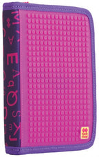 etui met siliconen zijkant en pixels 19 cm fuchsia/paars