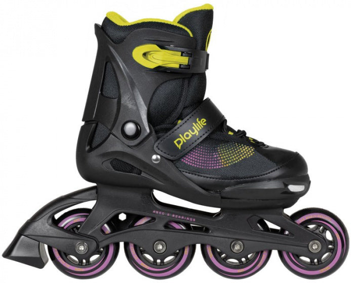 Playlife Inline skates Joker hardboot 82A zwart/geel maat 31-34