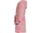 badjas gestreept junior rood/wit maat 134/140