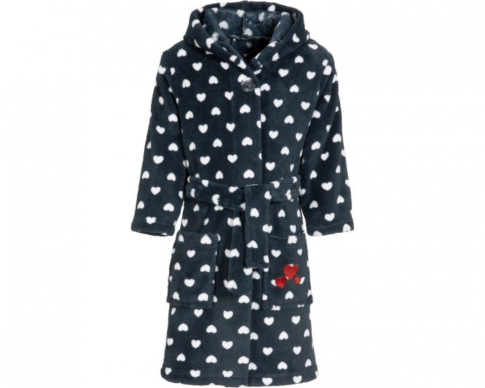 badjas hartjes junior blauw/wit maat 110/116