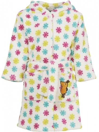 badjas Muis meisjes fleece wit/roze/mint maat 86/92