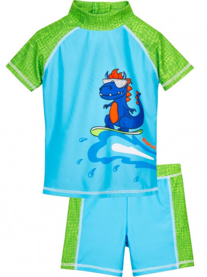 zwempak Dino jongens blauw/groen maat 74/80