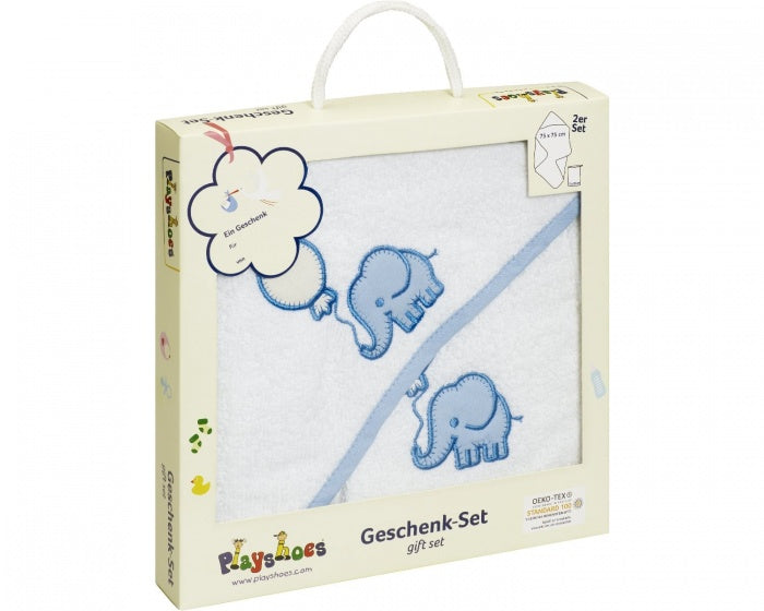 badset in cadeauverpakking 2-delig wit/blauw