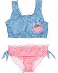 bikini meisjes polyester roze/blauw maat 110/116