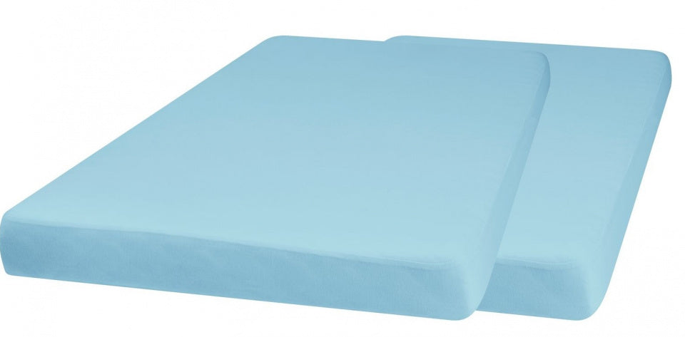 hoeslaken junior 140 x 70 cm katoen lichtblauw 2 stuks