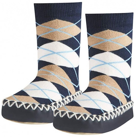 Playshoes Huissloffen Karo ruiten jongens blauw maat 17/18