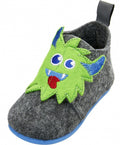 pantoffels Monster junior vilt grijs/groen maat 23