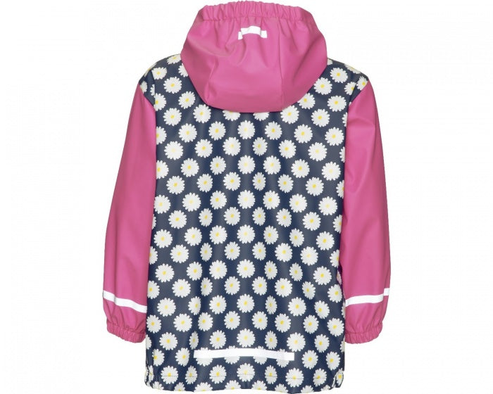 regenjas bloemetjes roze/navy junior maat 98