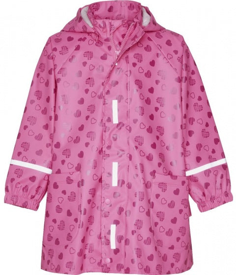 regenjas Hartjes meisjes roze maat 104