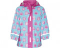 regenjas uilen blauw/roze meisjes maat 98