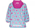 regenjas uilen blauw/roze meisjes maat 80