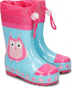 regenlaarzen Uil maat 28/29 lichtblauw/roze