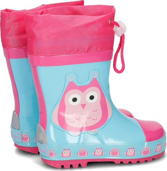 regenlaarzen Uil maat 26/27 lichtblauw/roze