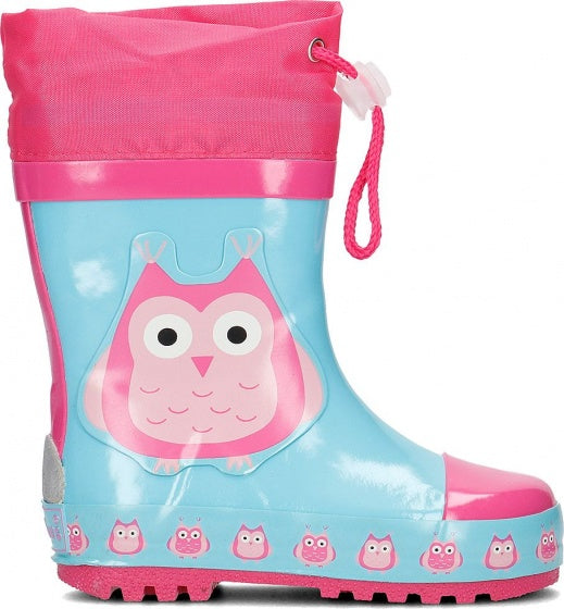 regenlaarzen Uil maat 24/25 lichtblauw/roze