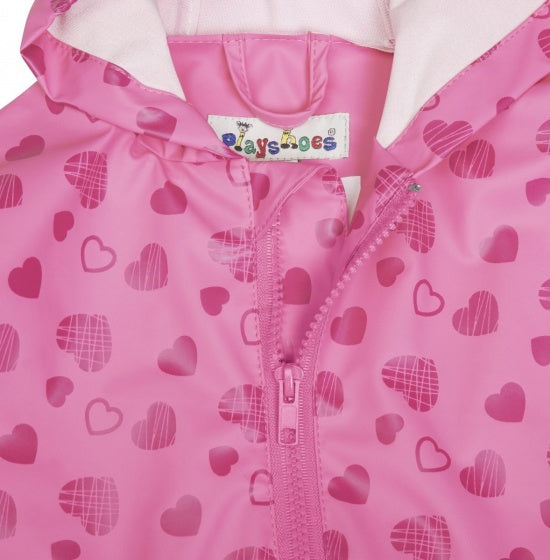 regenoveral Harten meisjes roze maat 80