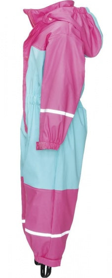 regenoveral fleecevoering meisjes turquoise maat 104