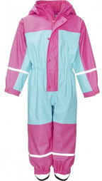 regenoveral fleecevoering meisjes turquoise maat 104