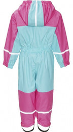 regenoveral fleecevoering meisjes turquoise maat 104