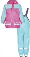 regenpak tweedelig fleecevoering junior turquoise maat 80