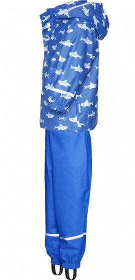 regenpak tweedelig Haai junior blauw maat 80