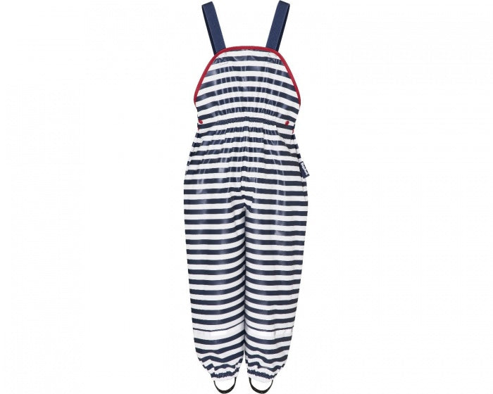 regentuinbroek gestreept blauw/wit maat 92
