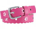 riem leder met bloemen junior roze maat 65 cm