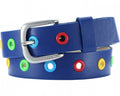 riem leder met kleuren junior blauw maat 75 cm