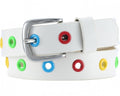 riem leder met kleuren junior wit maat 65 cm