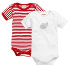 Playshoes Romper Walvis korte mouw rood/wit 2 stuks mt 50/56