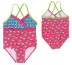 badpak UV-werend met bloemetjes roze maat 86/92