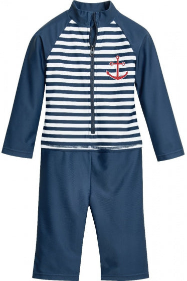 zwempak junior polyamide marineblauw maat 98/104
