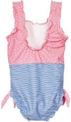 badpak meisjes polyamide roze/blauw maat 74/80