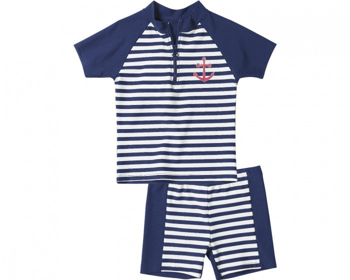 zwempak UV-werend blauw jongens maat 98/104