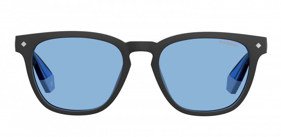 zonnebril 6080/G/CS cat. 3 vierkant staal zwart/blauw
