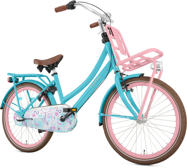 Popal Daily Dutch Basic+ 22 Inch 35 cm Meisjes 3V Terugtraprem Turquoise/Roze