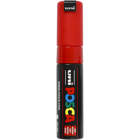 Uni posca verfmarker 8k rood - beitelpunt 8mm