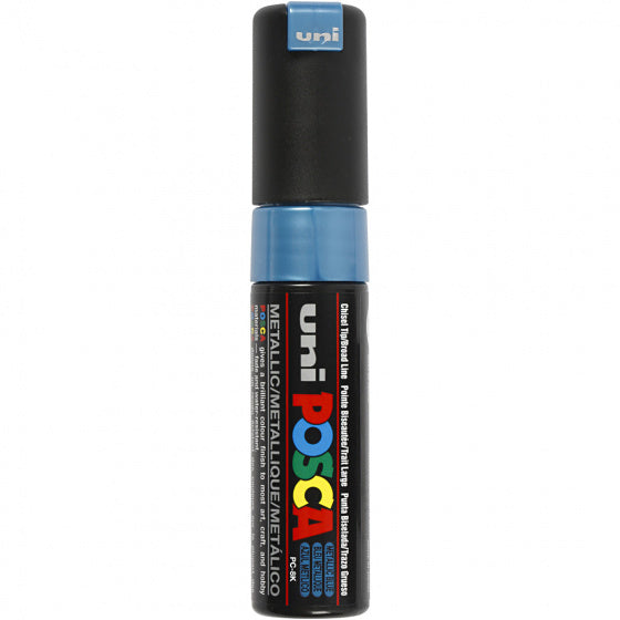 uni posca verfmarker 8k metallic blauw - beitelpunt 8mm