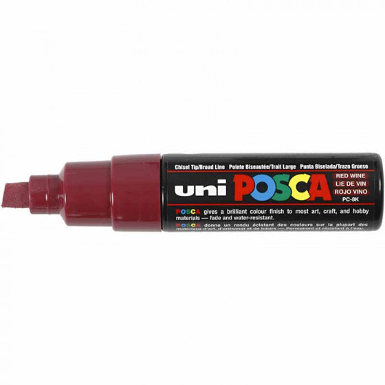 Uni posca verfmarker 8k wijnrood - beitelpunt 8mm