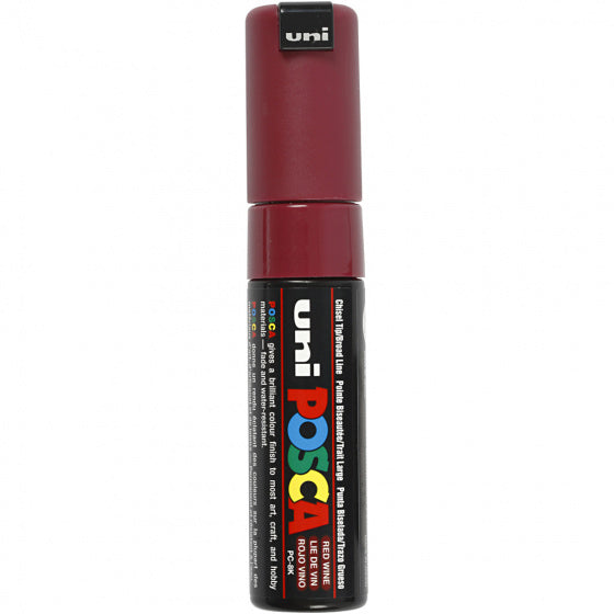 Uni posca verfmarker 8k wijnrood - beitelpunt 8mm